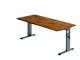 Schreibtisch C-Fuß - 180 x 65-85 x 80 cm, höhenverstellbar, Asteiche/Silber
