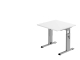 Schreibtisch C-Fuß - 80 x 65-85 x 80 cm, höhenverstellbar, weiß/silber, mit Montage