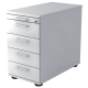 Hammerbacher Standcontainer SOLID - 42,8 x 72-76 x 80 cm, 4 Schübe, Relinggriff, weiß, mit Montage