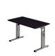 Schreibtisch Mini Office O-Serie, C-Fuß - 120 x 65-85 x 67 cm, graphit/silber
