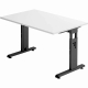 Schreibtisch C-Fuß - 120 x 65-85 x 80 cm, höhenverstellbar, weiß/graphit