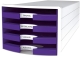 Schubladenbox IMPULS - A4/C4, 4 offene Schubladen, weiß/lila