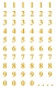 3728 Zahlen-Etiketten - 0-99, 7,5 mm, gold, selbstklebend, witterungsbeständig, 124 Etiketten