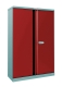 Flügeltürenschrank, Elektronikschloss, 3 Fachböden, Stahl, grau/rot
