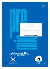 Arbeitsblock LIN 21 - A4, 50 Blatt, 9 mm liniert, 90 g/qm, blau