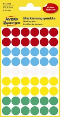 3088 Markierungspunkte - Ø 12 mm, 5 Blatt/270 Etiketten, farbig sortiert