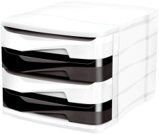 Schubladenbox Ellypse - A4, 4 halboffene Schubladen, weiß/pink-, blau-, grün-, violett-transparent