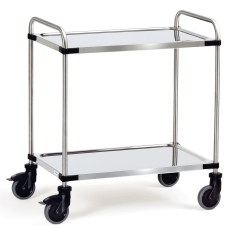 Servierwagen - 2 Etagen, 630 x 400 mm, max. 120 kg, Edelstahl