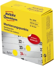 3856 Markierungspunkte - Ø 19 mm, Spender mit 250 Etiketten, gelb