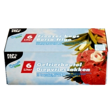 Gefrierbeutel - 6 L, LLDPE-Folie, transparent, 45 Stück, Verschlussclips