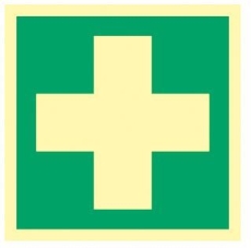 Erste Hilfe, ISO 7010, Kunststoff langnachleuchtend, 20x20 cm