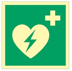Automatisierter ext. Defibrillator ISO 7010, Kunststoff langnachleuchtend, 20x20 cm