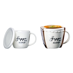 Suppentasse mit Deckel Soppa , 460 ml, Porzellan, weiß