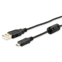 USB-Kabel 2.0, Type-A to Micro-B, 1m, M/M, 480Mbps, schwarz