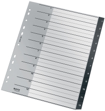 1209 Ordnerregister Recycle - 1-12, A4 extra breit, PP, 12 Blatt, schwarz