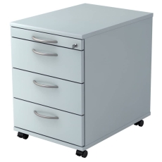 Hammerbacher Rollcontainer SOLID - 42,8 x 59 x 58 cm, 3 Schübe, Bogengriff, Grau