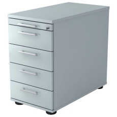 Hammerbacher Standcontainer SOLID - 42,8 x 72-76 x 80 cm, 4 Schübe, Relinggriff, grau