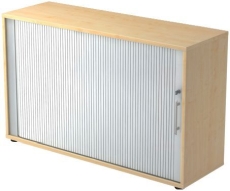 Hammerbacher Rollladenschrank - 2OH, 120 cm, Relinggriff, Ahorn/Silber