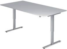 Hammerbacher Sitz-Steh-Schreibtisch mit T-Fuß - 180 x 72-119 x 80 cm, elektr. höhenverstellbar, grau