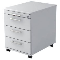 Hammerbacher Rollcontainer SOLID - 42,8 x 59 x 58 cm, 3 Schübe, Relinggriff, Weiß