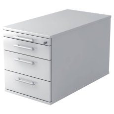 Hammerbacher Rollcontainer SOLID - 42,8 x 51,2 x 80 cm, 3 Schübe, Relinggriff, Weiß