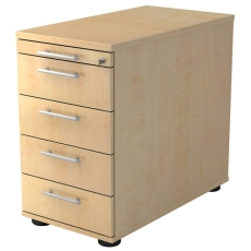 Hammerbacher Standcontainer SOLID - 42,8 x 72-76 x 80 cm, 4 Schübe, Relinggriff, Ahorn, mit Montage