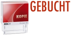 Stempel 20L "GEBUCHT" - 38 x 14 mm, selbstfärbend, rot, 1-zeilig, Kunststoff