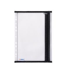 Reißverschlusstasche - transparent/schwarz, A4, 32 x 23cm, Abheftrand