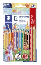 Farbstifte Bonuspack Noris® jumbo - 4 mm, dreikant, Kartonetui, 10+2 Farben + Spitzer