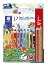 Farbstifte Bonuspack Noris® super jumbo - 4 mm, dreikant, Kartonetui, 10+2 Farben + Spitzer