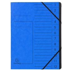 Ordnungsmappe - 12 Fächer, A4, Colorspan-Karton, blau
