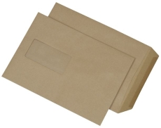 Versandtaschen Recycling - C5, mit Fenster, gummiert, 90 g/qm, braun, 500 Stück