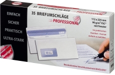 Briefumschlag Revelope® - 112 x 225 mm, m. Fenster, weiß, 90 g/qm, Innendruck, Revelope-Klebung, 35 Stück