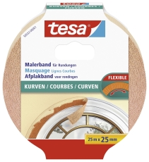 Papier-Klebeband Maler-Krepp für Rundungen - 25 m x 25 mm, beige