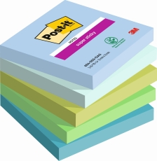 Haftnotizblock Super Sticky Notes Oasis Collection - 76 x 76 mm, sortiert 5x 90 Blatt