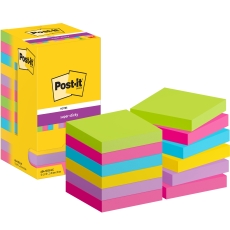Haftnotiz Super Sticky Notes - 76 x 76 mm, sortiert, 12x 90 Blatt