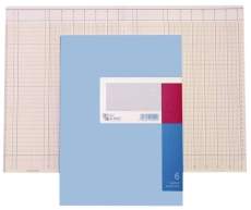 Spaltenbuch Kopfleisten-Ausführung - A4, 6 Spalten, 40 Blatt, Schema über 1 Seite
