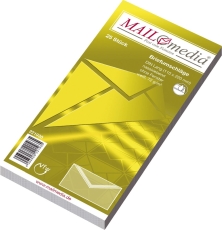 Briefumschläge DIN lang (220x110 mm), ohne Fenster, gummiert, 72 g/qm, 25 Stück