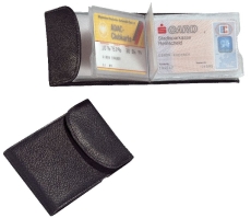 Kredit- und Visitenkartenetui - schwarz, Echt Leder