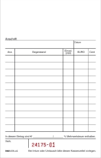 Kassenblock - oben geheftet, 2 x 50 Blatt, (BxH): 96 x 167 mm, mit Nummerierung