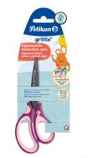griffix® Schulschere - 15 cm, Sweet Berry, spitz, inkl. Namenssticker, Blister