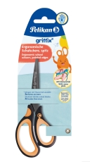griffix® Schulschere - 15 cm, Neon Black, spitz, inkl. Namenssticker, Blister
