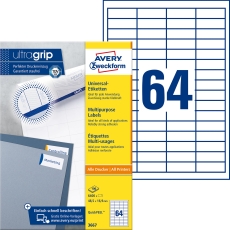 3667 Universal-Etiketten ultragrip - 48,5 x 16,9 mm, weiß, 6.400 Etiketten, permanent