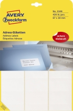 3348 Adress-Etiketten - 67 x 38 mm, selbstklebend, 420 Stück