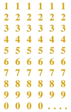 3728 Zahlen-Etiketten - 0-99, 7,5 mm, gold, selbstklebend, witterungsbeständig, 124 Etiketten