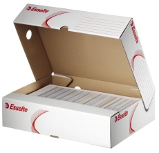 Archivschachtel, 80mm, A4, Wellpappe, weiß/rot