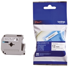 M-Schriftbandkassetten - unlaminiert, 12 mm x 4 m, schwarz auf weiß