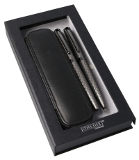 Geschenkset Füller & Kugelschreiber Eleganza Titan - inkl. Lederetui
