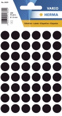 1869 Vielzwecketiketten - schwarz, Ø 13 mm, matt, 240 Stück