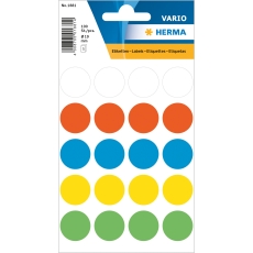 1881 Vielzwecketiketten - farbig sortiert, Ø 19 mm, matt, 100 Stück